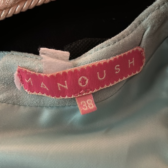 Manoush mint green suede with gold leather trim cocktail dress size 38 - Picture 3 of 5